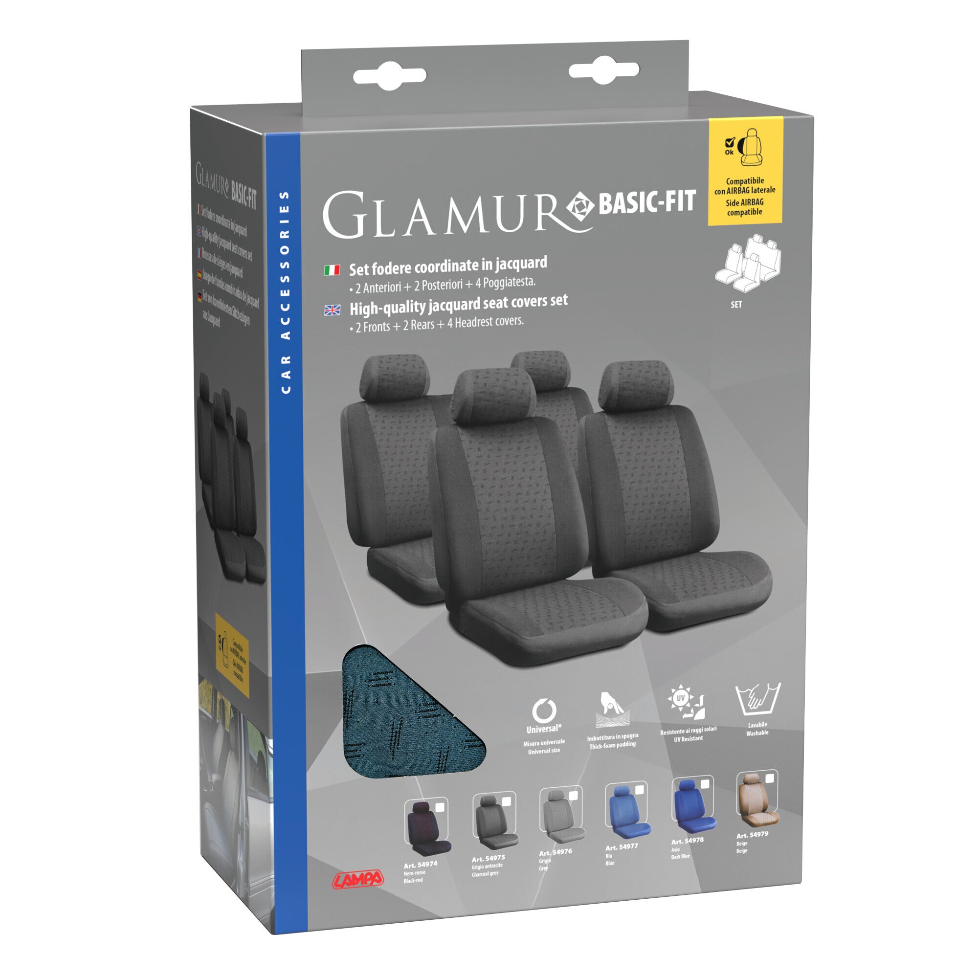 Glamur Basic-Fit, set fodere coordinate in jacquard - Avio