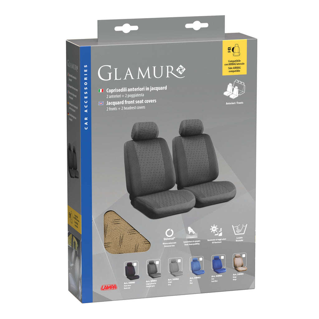 Glamur, coppia coprisedili anteriori in jacquard, universali - Beige