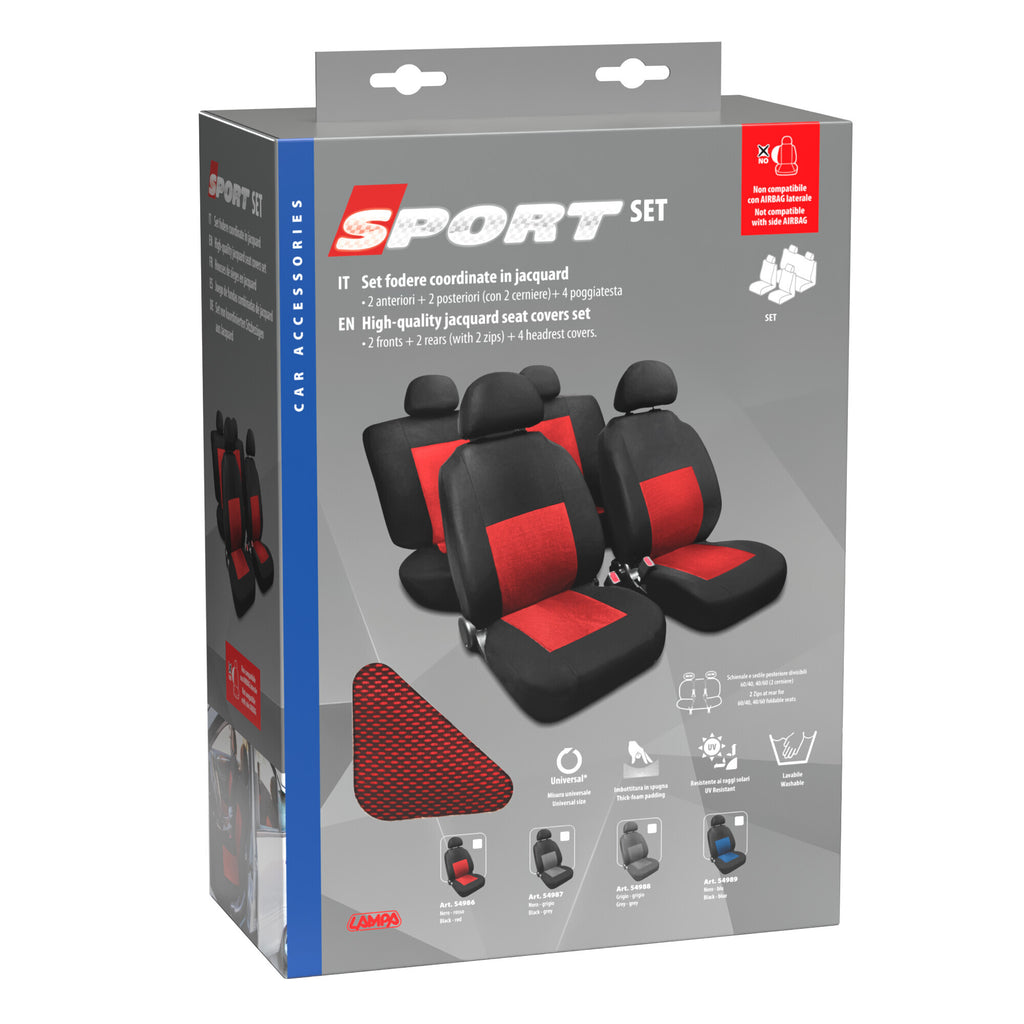 Sport, set fodere coordinate in jacquard - Rosso/Nero