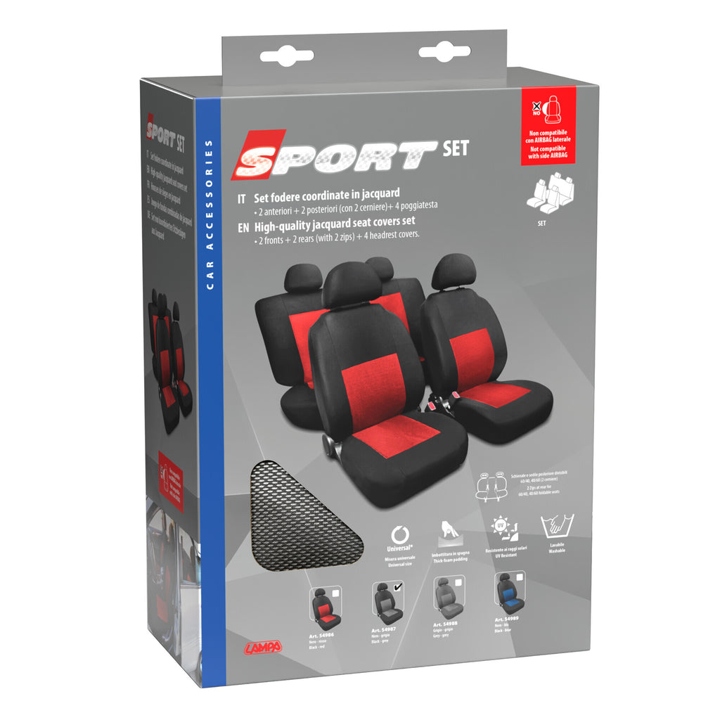 Sport, set fodere coordinate in jacquard - Grigio/Nero