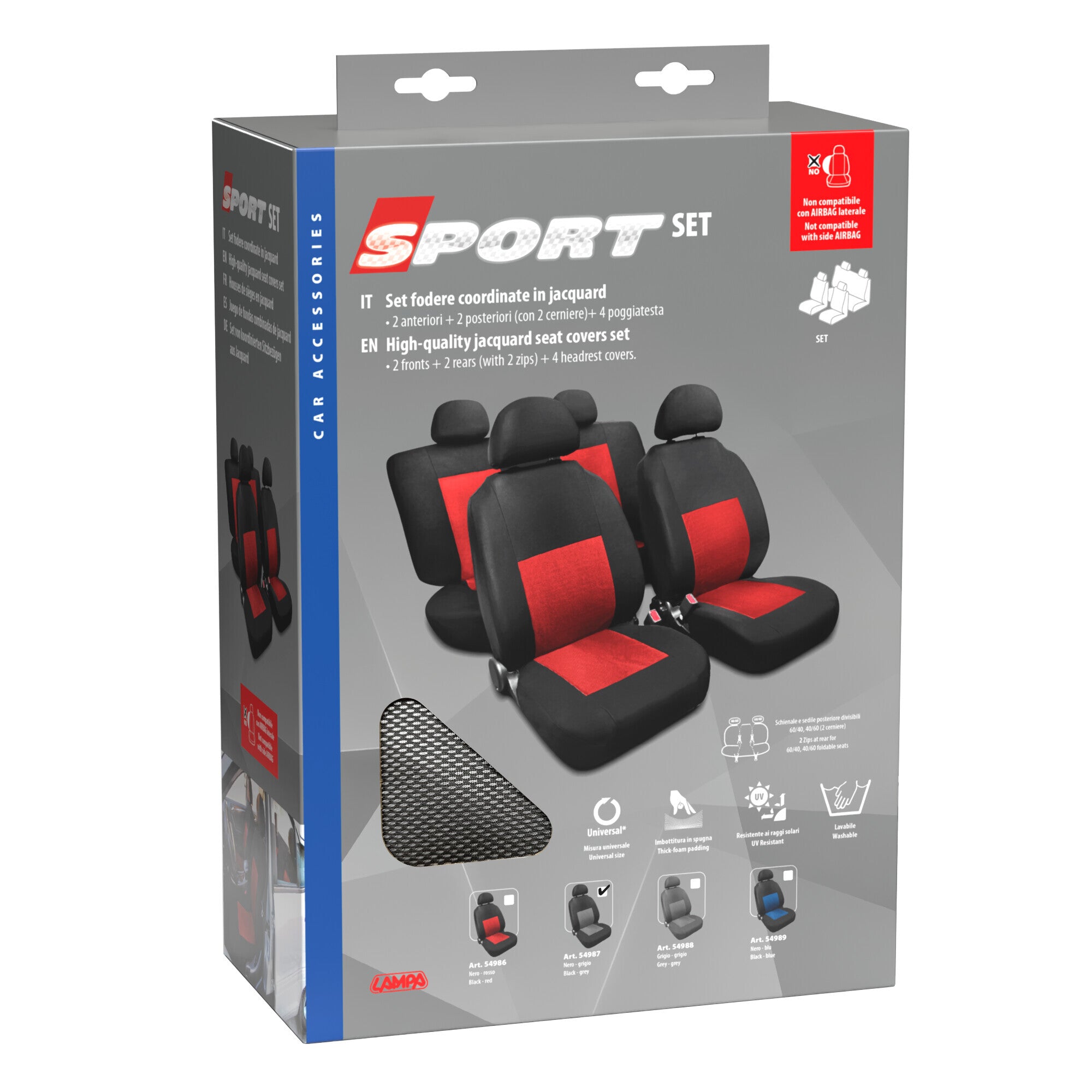 Sport, set fodere coordinate in jacquard - Grigio/Nero
