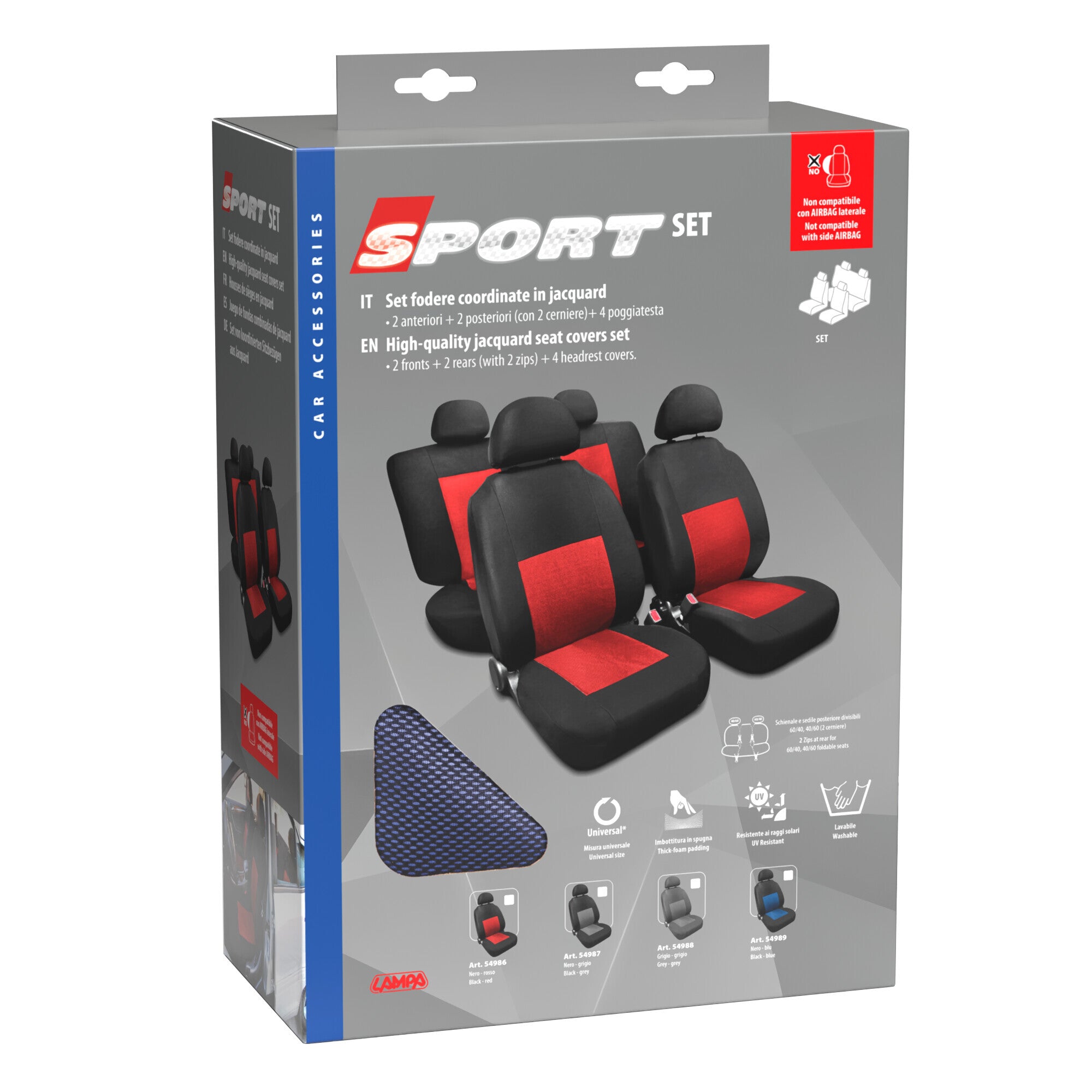 Sport, set fodere coordinate in jacquard - Blu/Nero