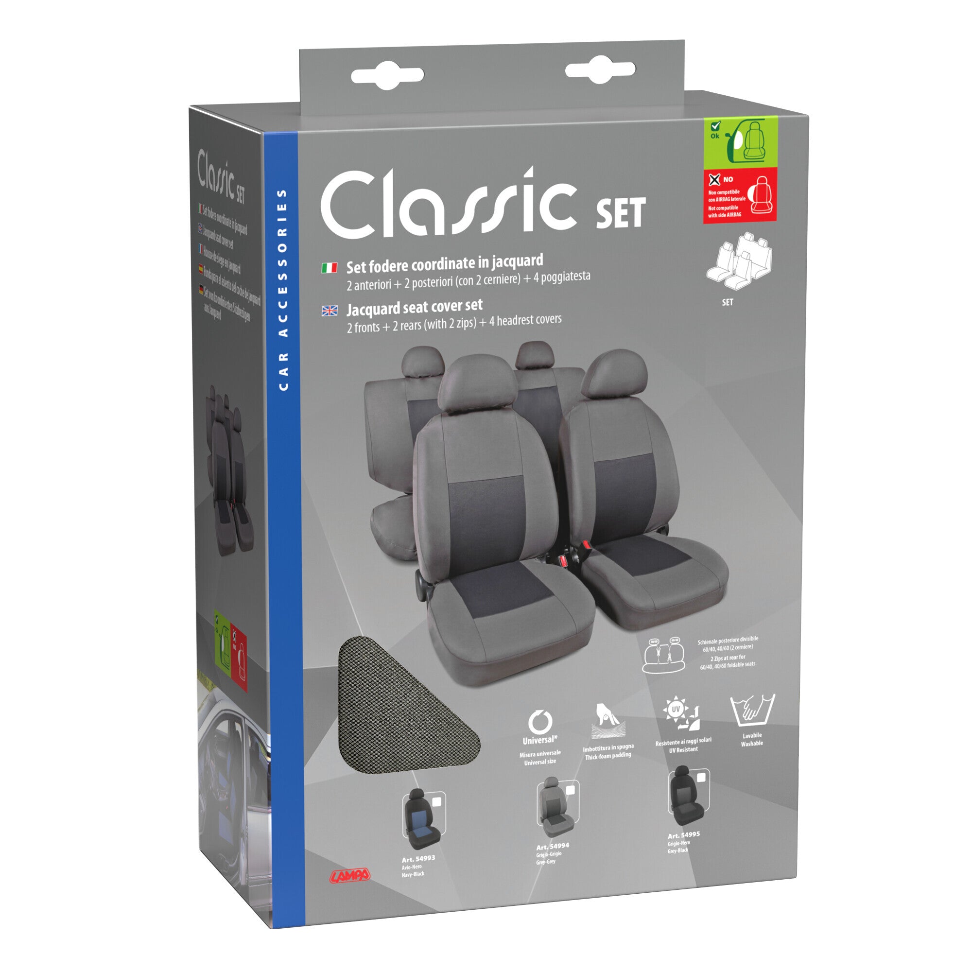 Classic, set fodere coordinate in jacquard - Grigio