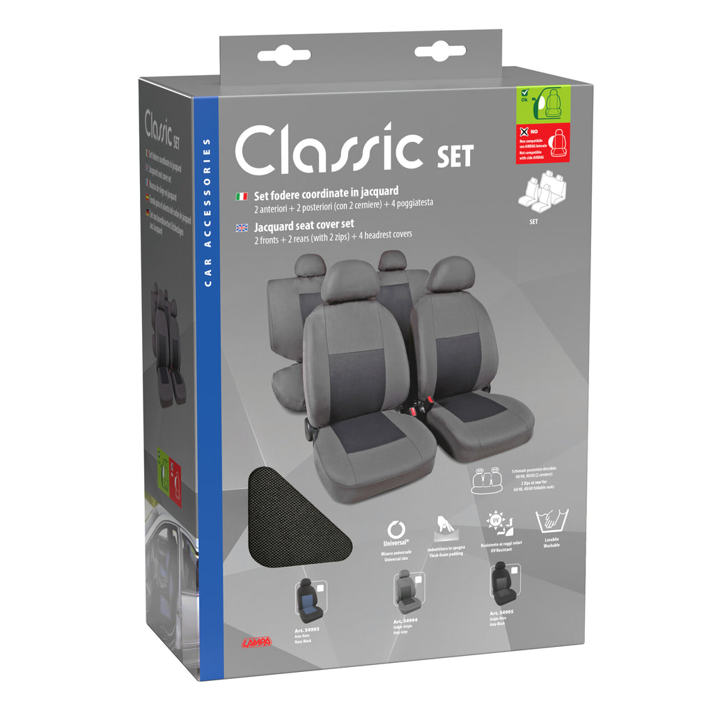 Classic, set fodere coordinate in jacquard - Grigio/Nero