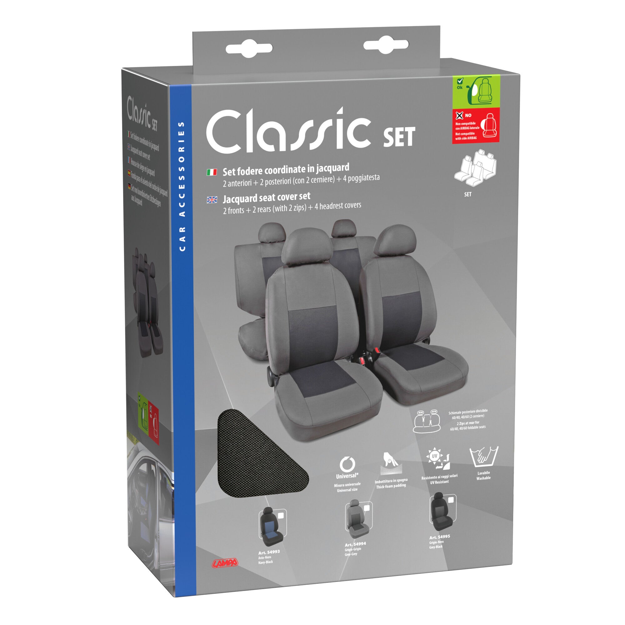 Classic, set fodere coordinate in jacquard - Grigio/Nero