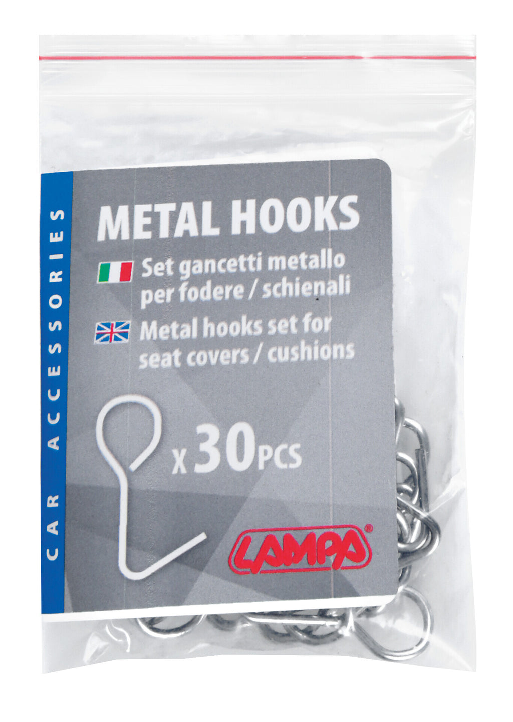 Set gancetti metallo per fodere/schienali - 30 pz