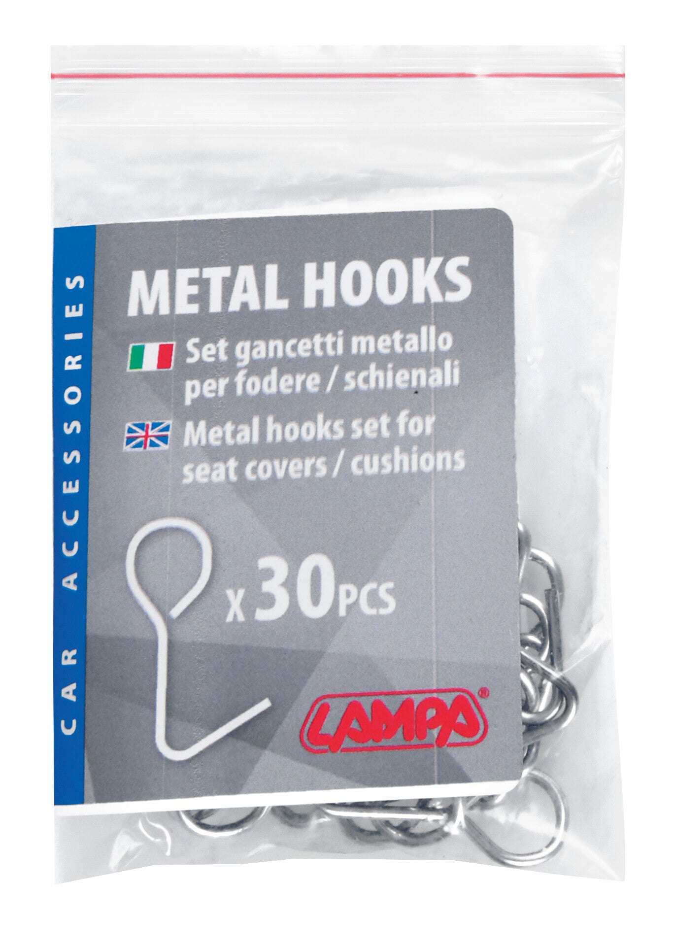 Set gancetti metallo per fodere/schienali - 30 pz