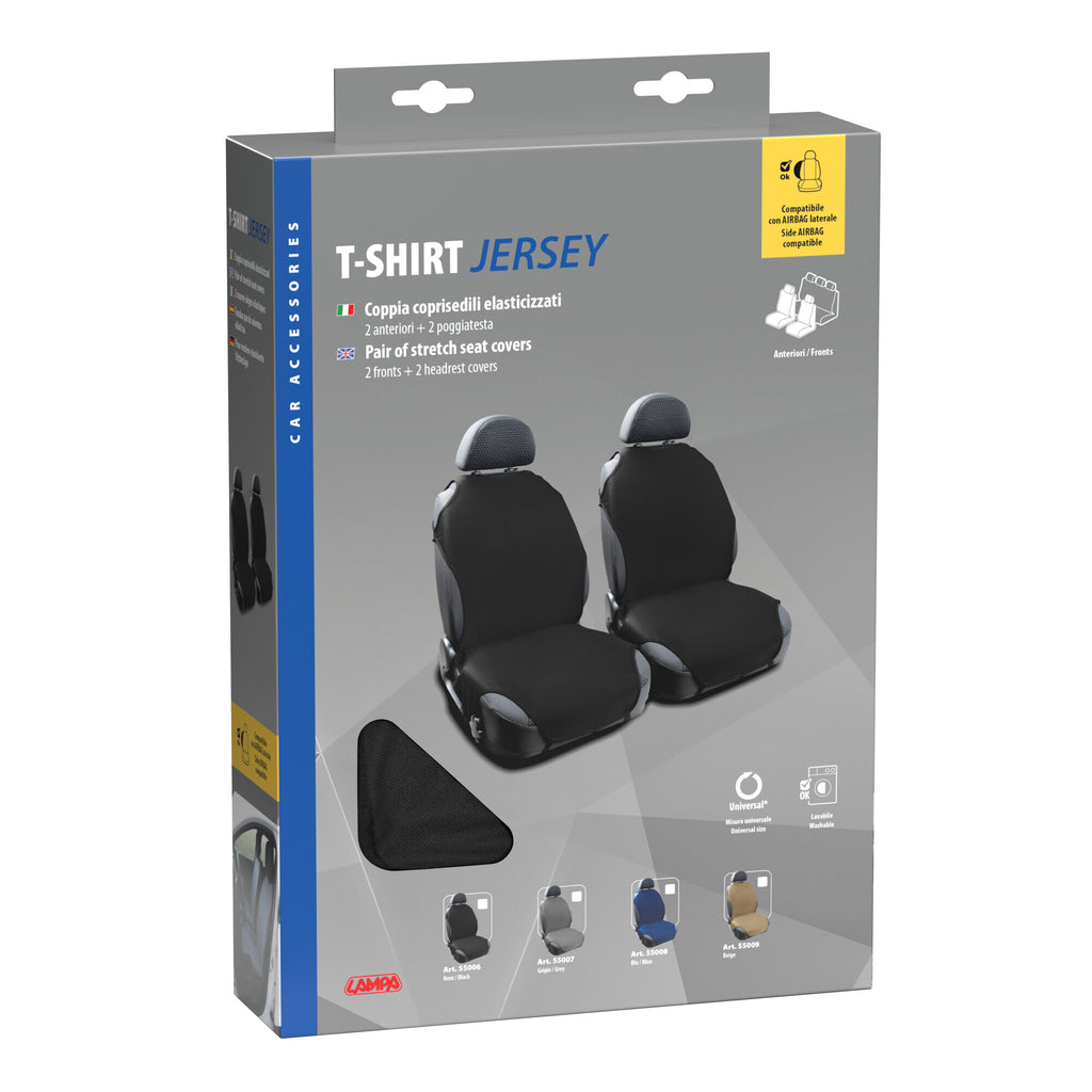 T-Shirt, coppia coprisedili elasticizzati - Nero