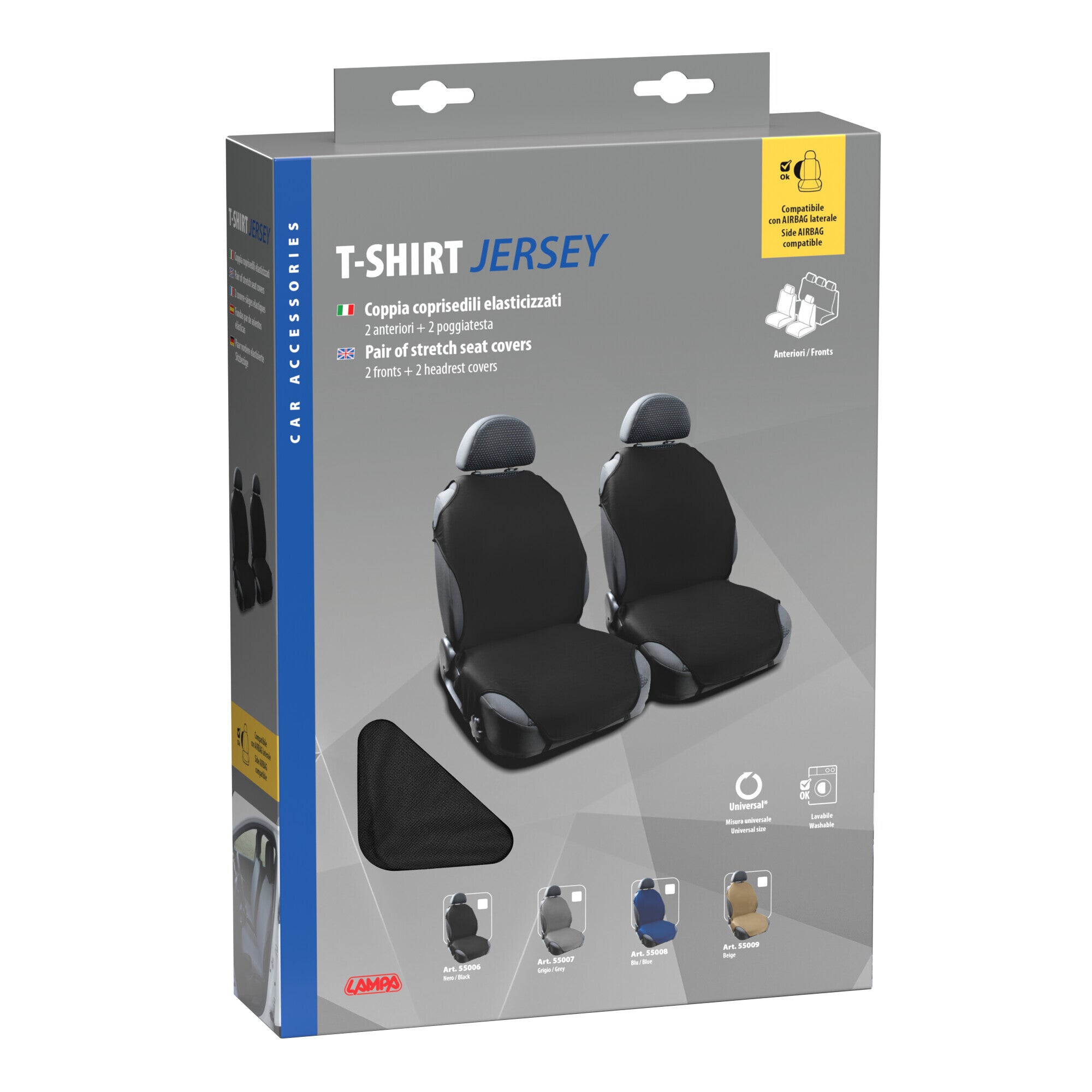 T-Shirt, coppia coprisedili elasticizzati - Nero
