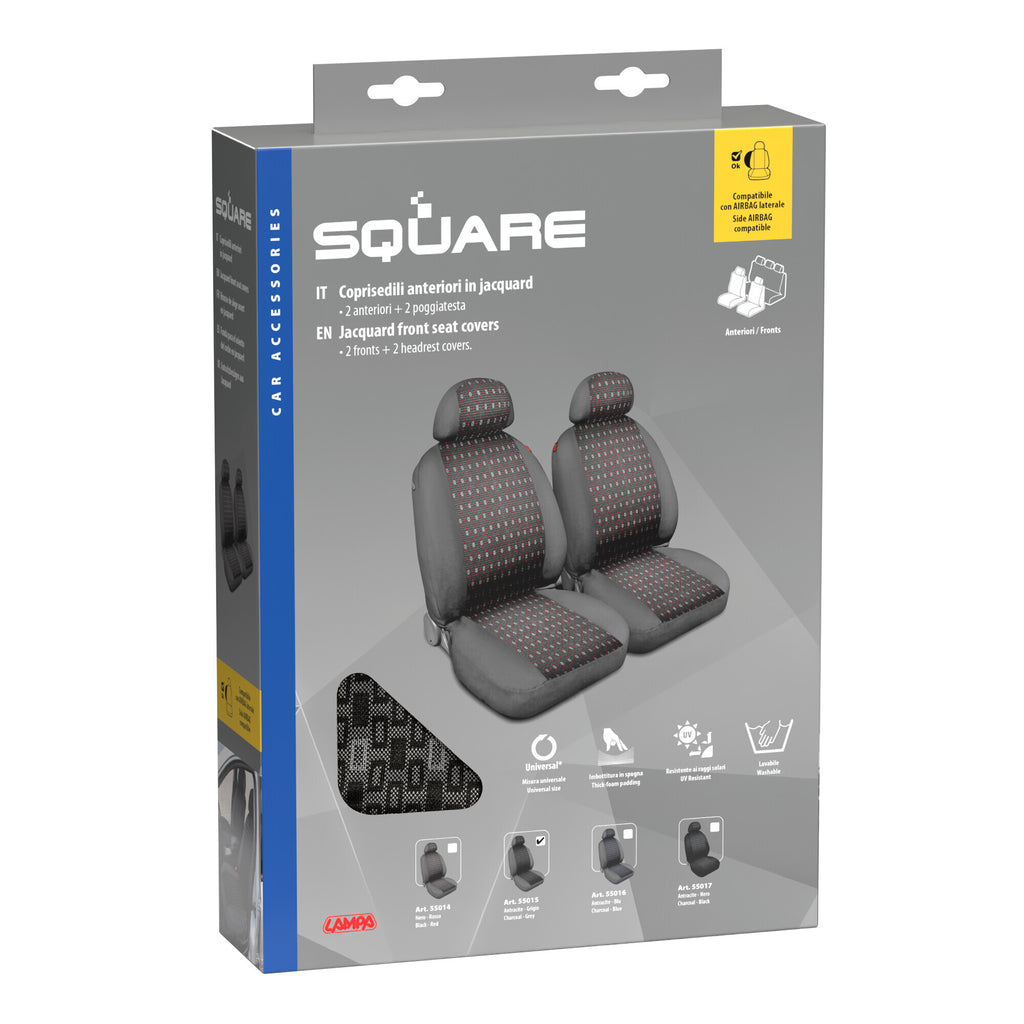Square, coppia coprisedili anteriori in jacquard - Antracite