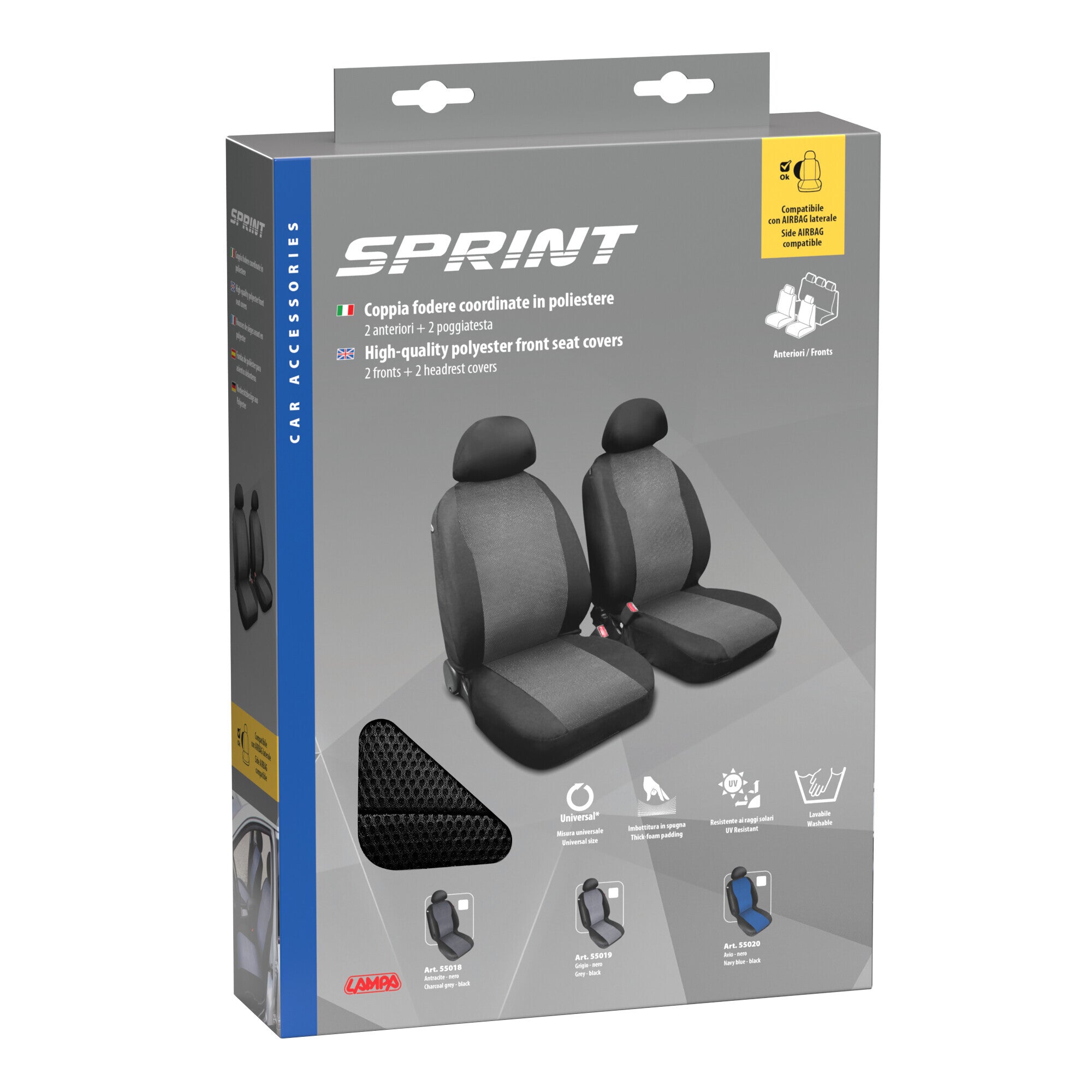 Sprint, coppia coprisedili anteriori in poliestere - Antracite