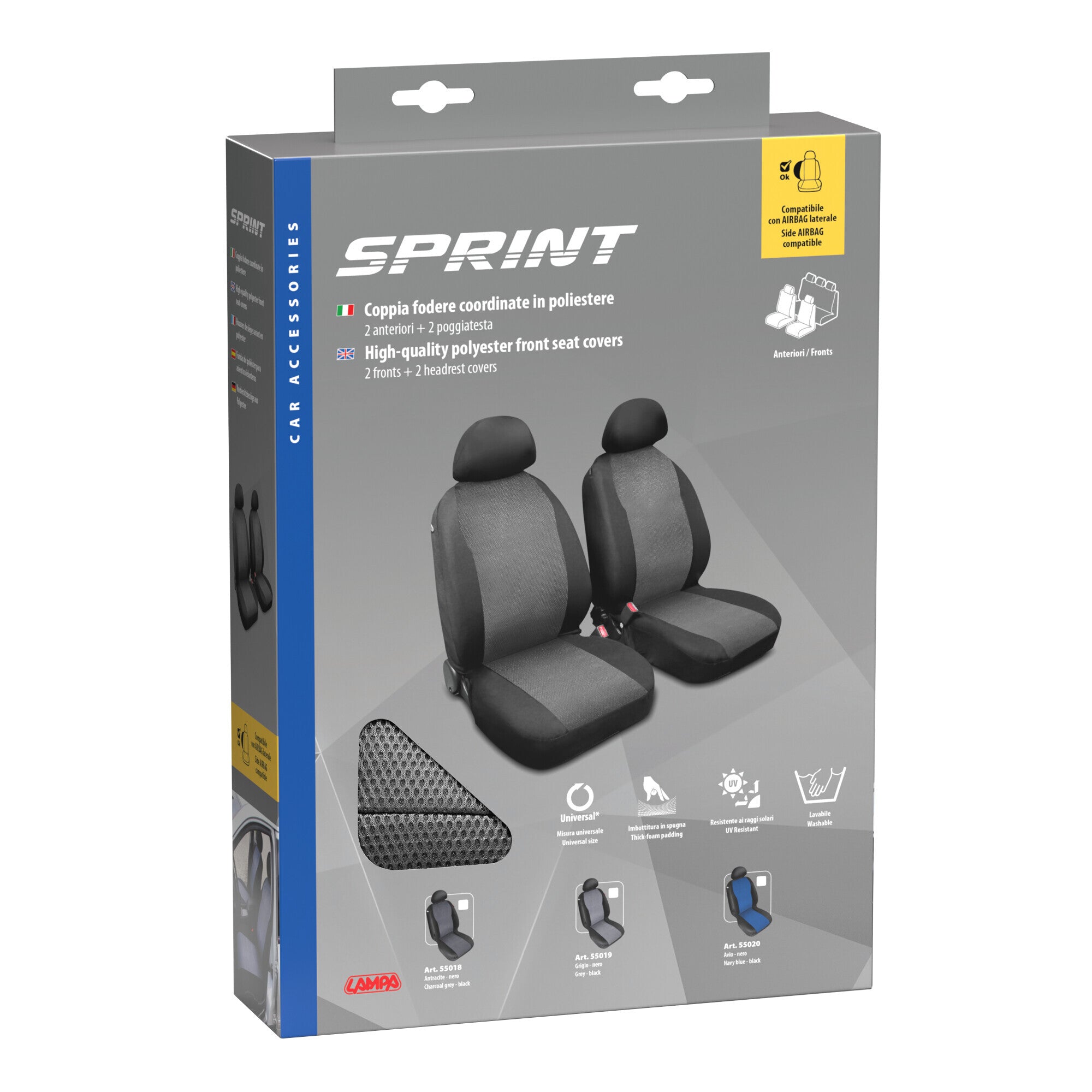Sprint, coppia coprisedili anteriori in poliestere - Grigio
