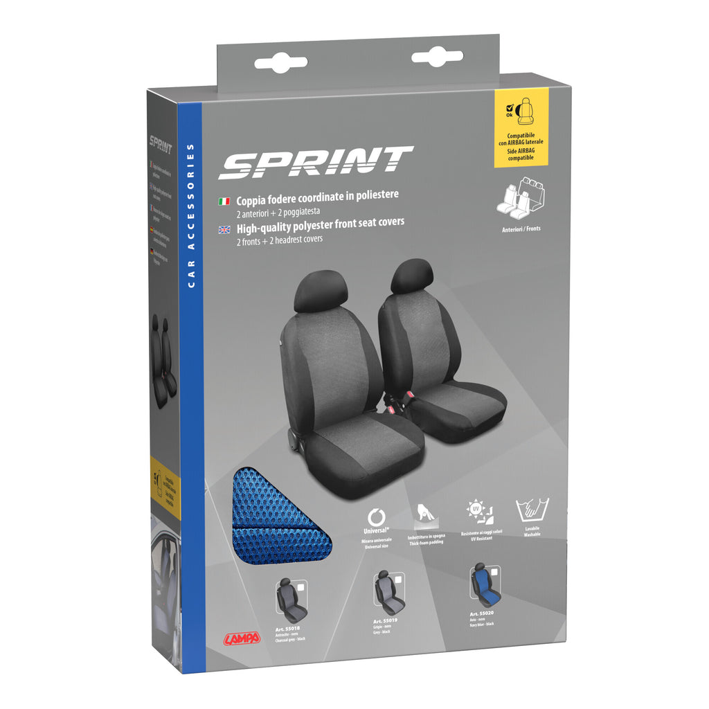 Sprint, coppia coprisedili anteriori in poliestere - Blu