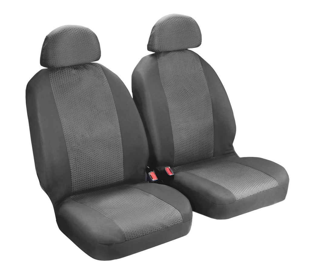 Duka XL-Fit, coppia coprisedili anteriori in tessuto jacquard e poliestere elasticizzati - Grigio