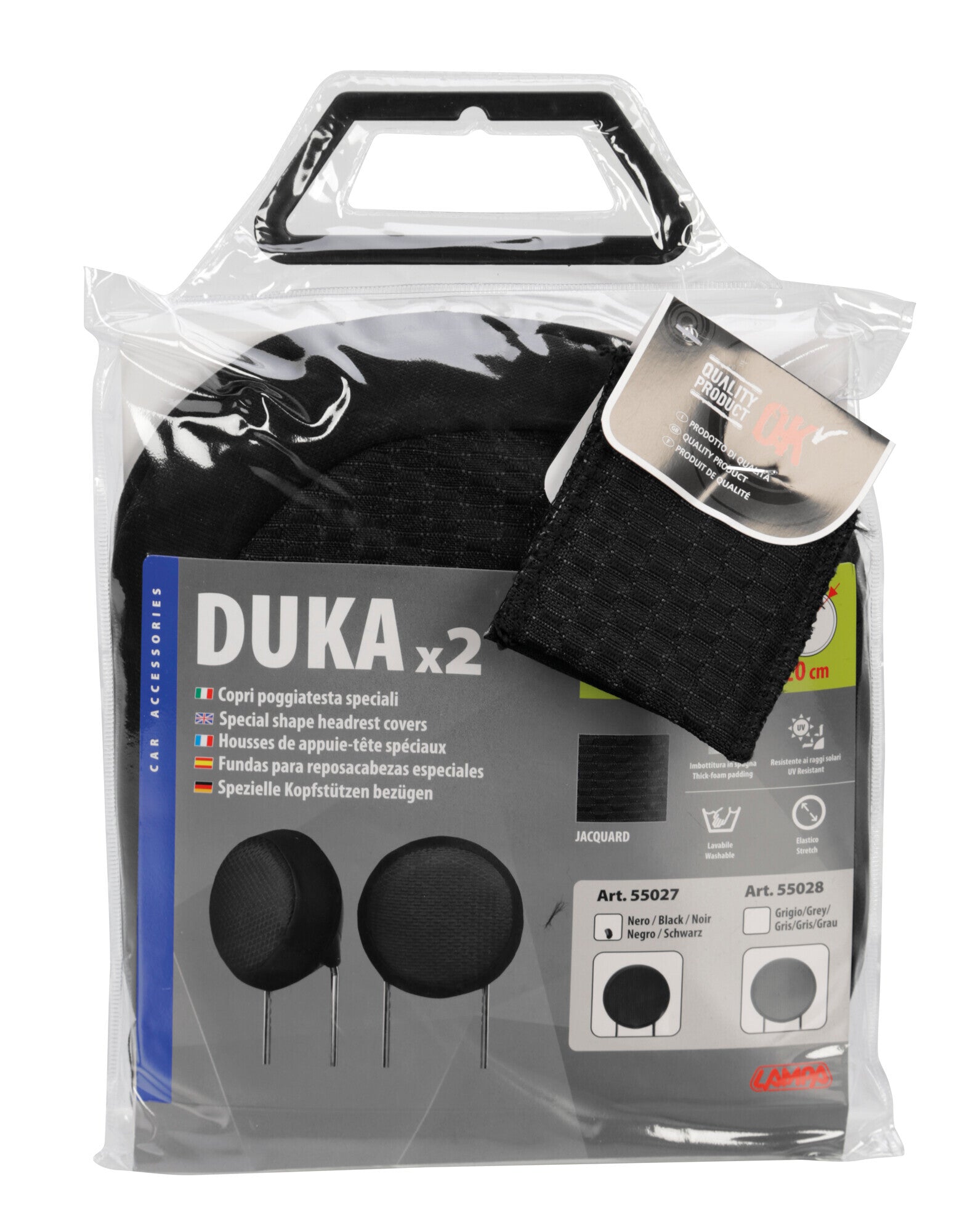 Duka Round-Fit x2, copri poggiatesta speciali - Nero