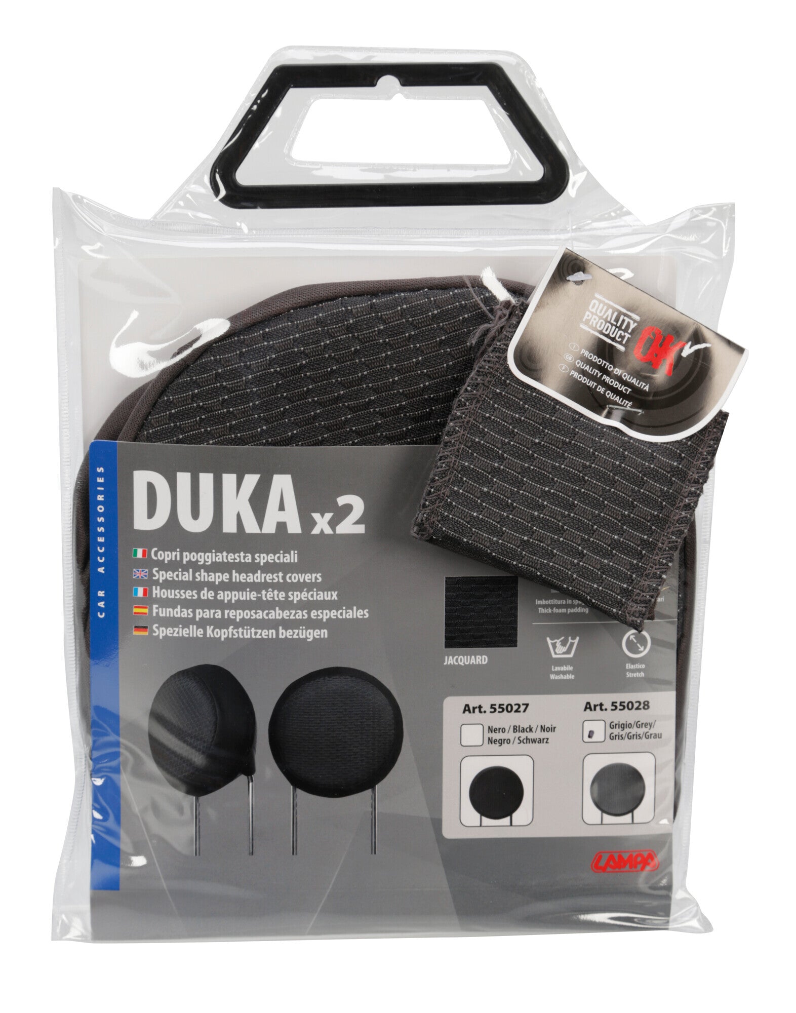 Duka Round-Fit x2, copri poggiatesta speciali - Grigio