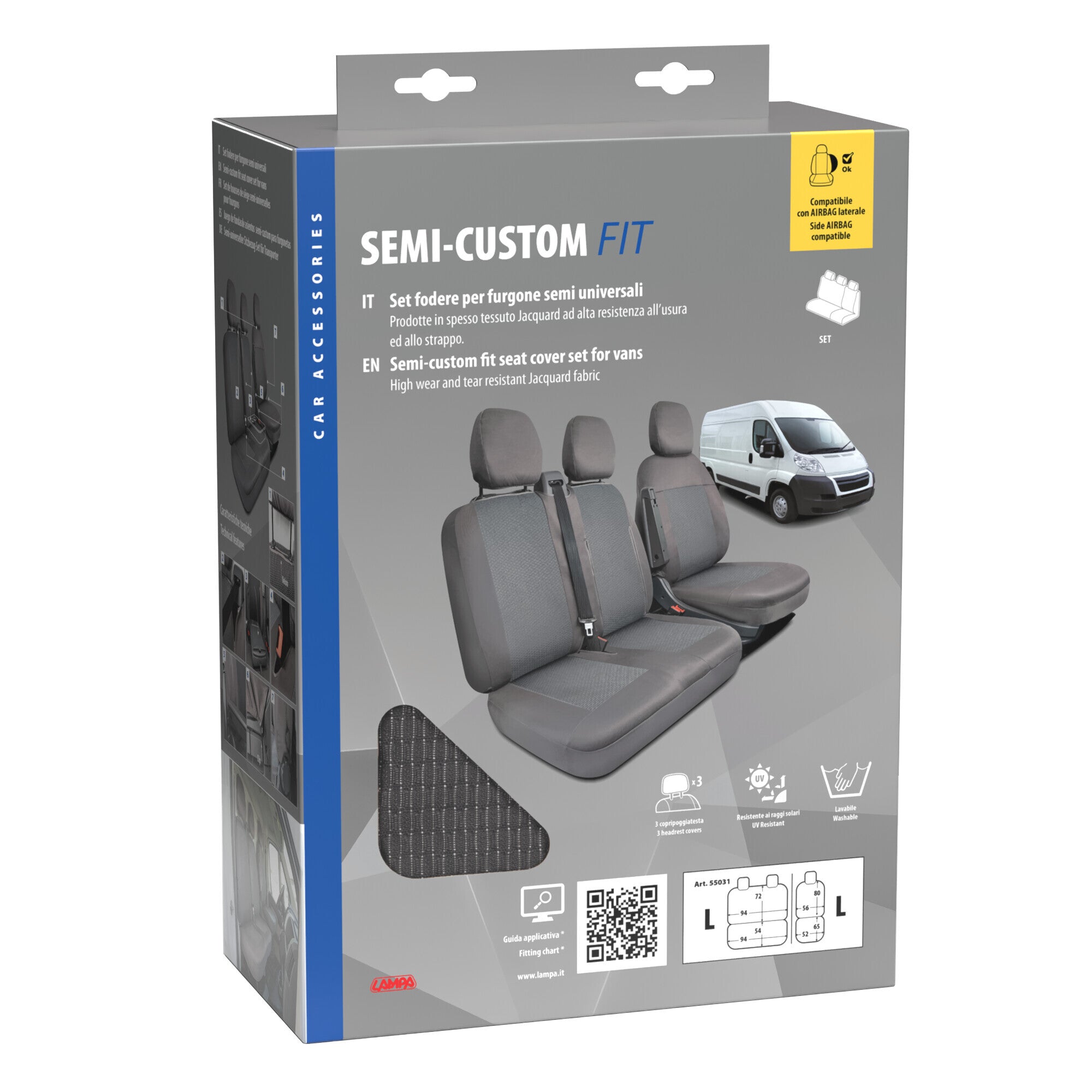 Set fodere semi-custom per furgoni - Grigio - Guidatore L - Panchina L