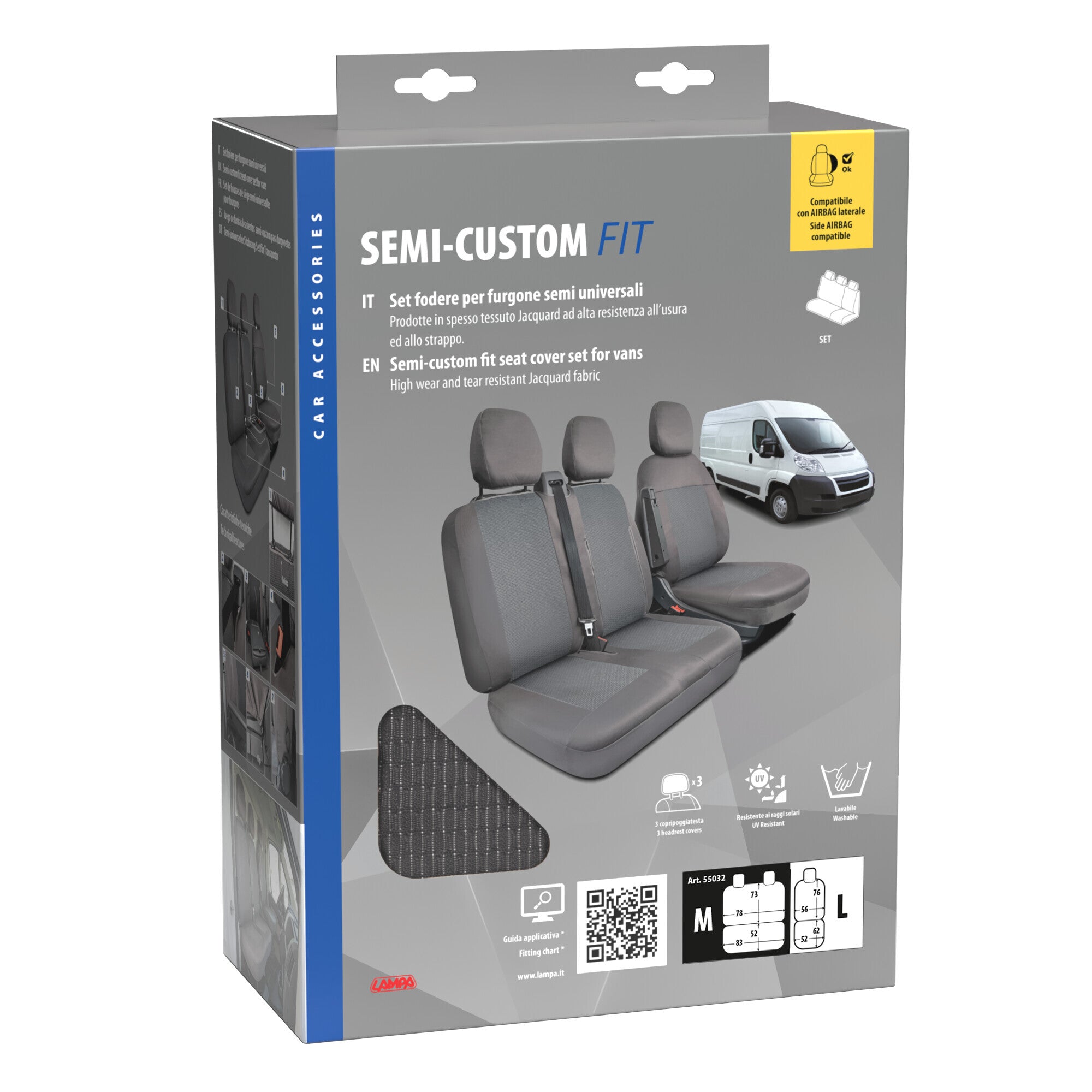 Set fodere semi-custom per furgoni - Grigio - Guidatore L - Panchina M