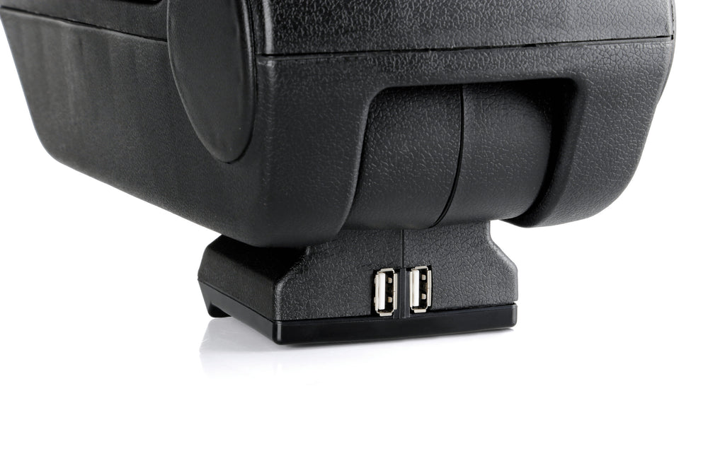 Premium, bracciolo 3 funzioni con doppio sistema di fissaggio e connessione USB, 12V - Carbon-Look