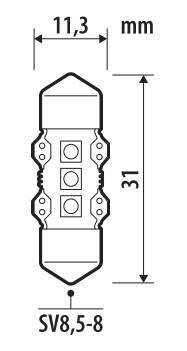 12V Ultra-Lumen Series - 11,3x31 mm - SV8,5-8 - 1 pz - Scatola - Bianco - Doppia polarità