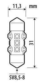 12V Ultra-Lumen Series - 11,3x31 mm - SV8,5-8 - 1 pz - Scatola - Bianco - Doppia polarità