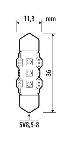 12V Ultra-Lumen Series - 11,3x36 mm - SV8,5-8 - 1 pz - Scatola - Bianco - Doppia polarità