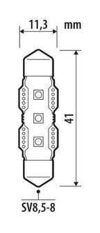 12V Ultra-Lumen Series - 11,3x41 mm - SV8,5-8 - 1 pz - Scatola - Bianco - Doppia polarità