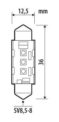 12/24V Pro-User Series - 12,5x36 mm - SV8,5-8 - 1 pz - Scatola - Bianco - Doppia polarità - Resistenza incorporata