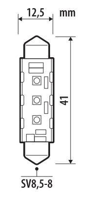 12/24V Pro-User Series - 12,5x41 mm - SV8,5-8 - 1 pz - Scatola - Bianco - Doppia polarità - Resistenza incorporata