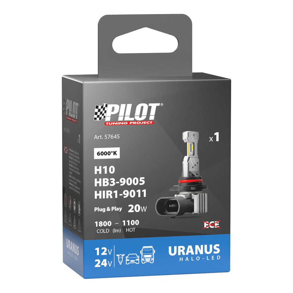 12/24V Halo Led Uranus Series, kit conversione a Led - (H10/HB3/HIR1) - 20W - P20d - 1 pz - Scatola