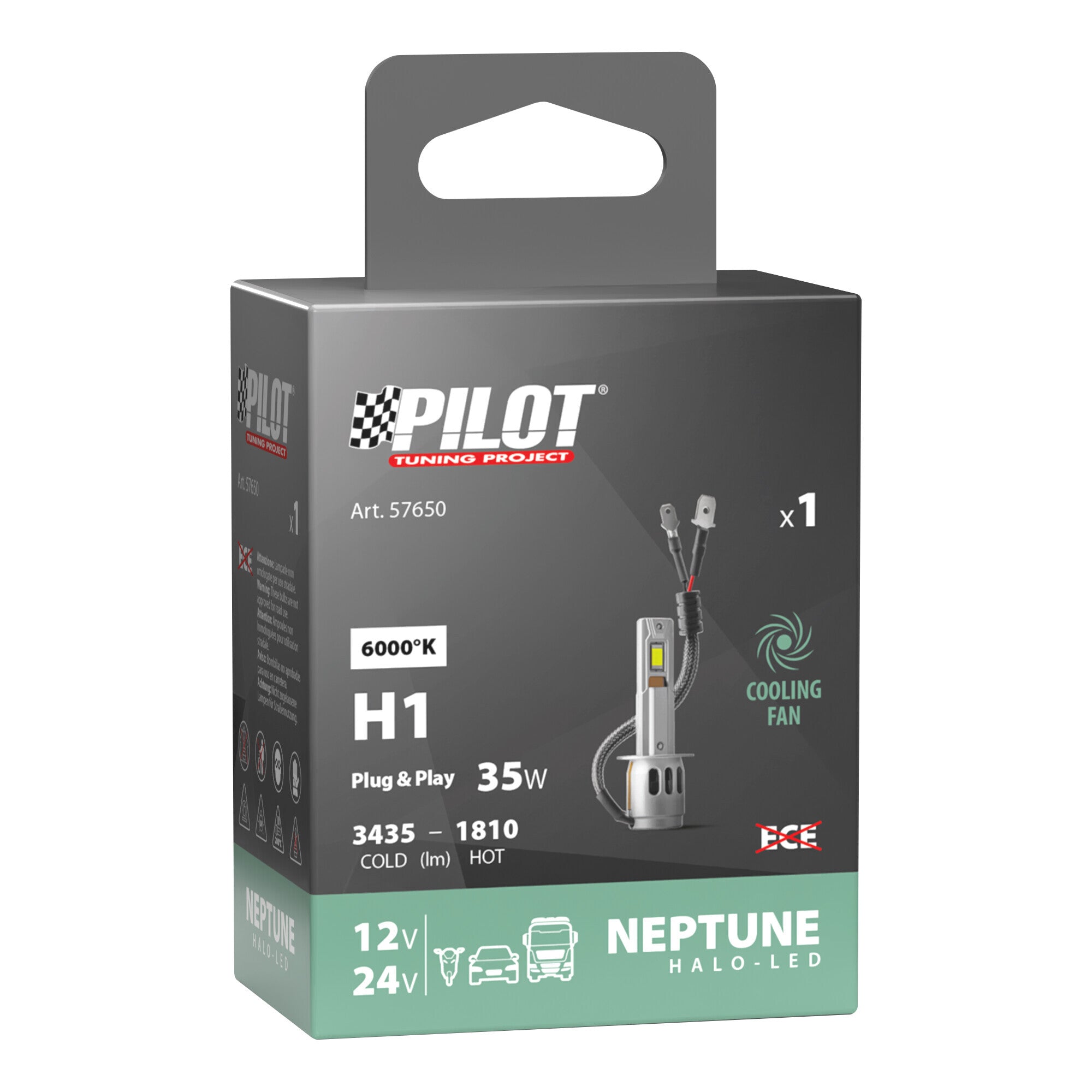 12/24V Halo Led Neptune Series, kit conversione a Led - (H1) - 35W - P14,5s - 1 pz - Scatola