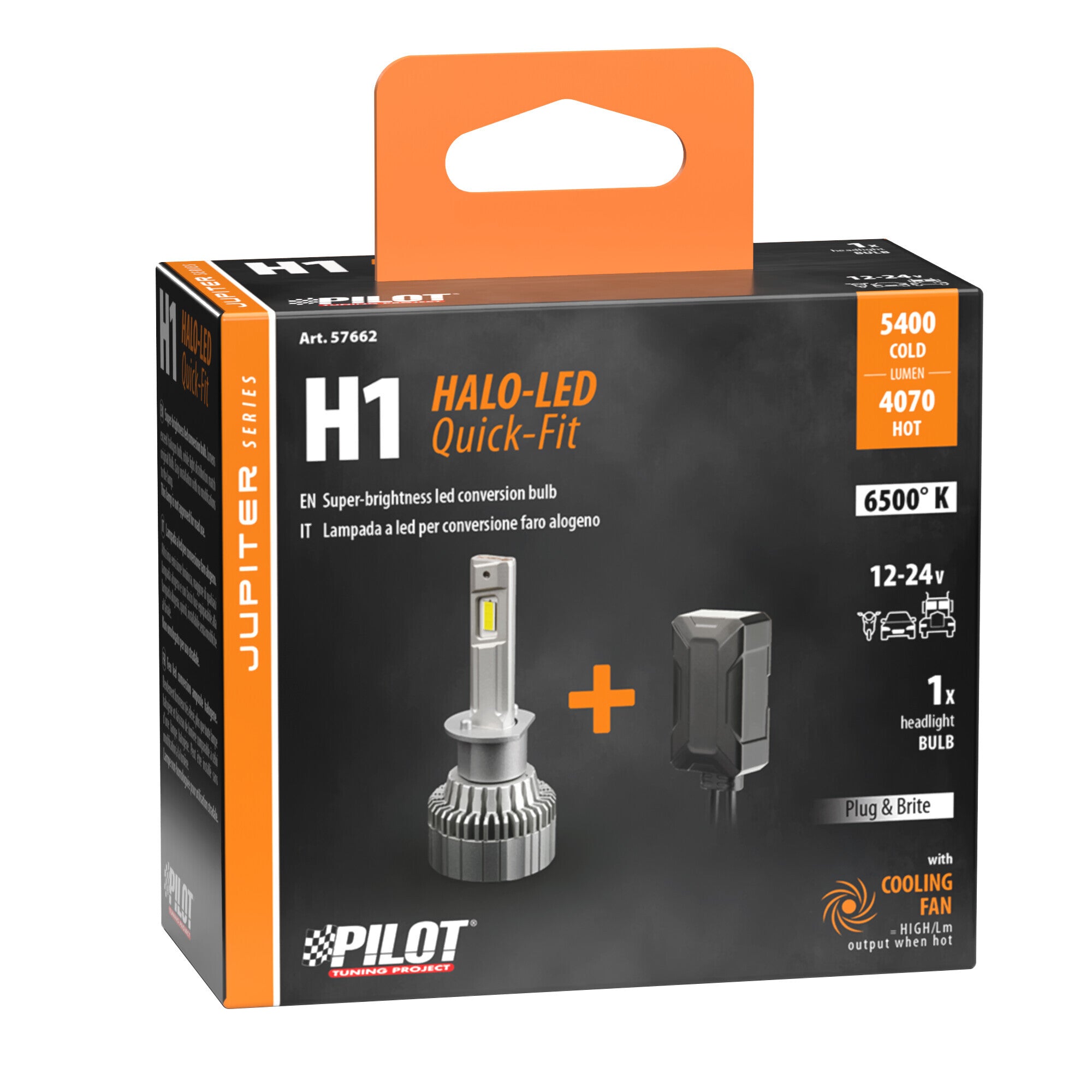 12/24V Halo Led Jupiter Series Quick-Fit - (H1) - 55W - P14,5s - 1 pz - Scatola