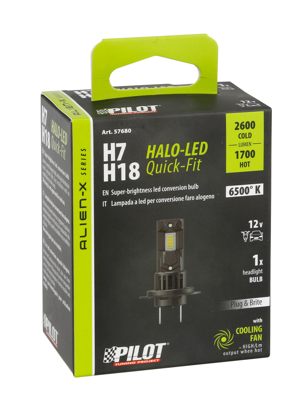 12V Halo Led Alien-X Series Quick-Fit - (H7-H18) - 22W - PX26d / PY26d-1 - 1 pz - Scatola