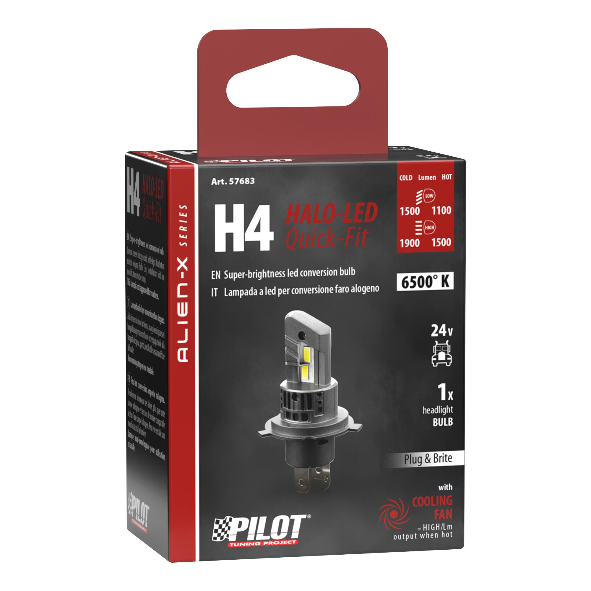 24V Halo Led Alien-X Series Quick-Fit - (H4) - 22W - P43t - 1 pz - Scatola