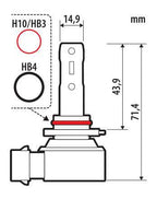 12V Halo Led Hyper Series Quick-Fit - (H10-HB3-HB4) - 15W - PY20d / P20d / P22d - 1 pz - Scatola