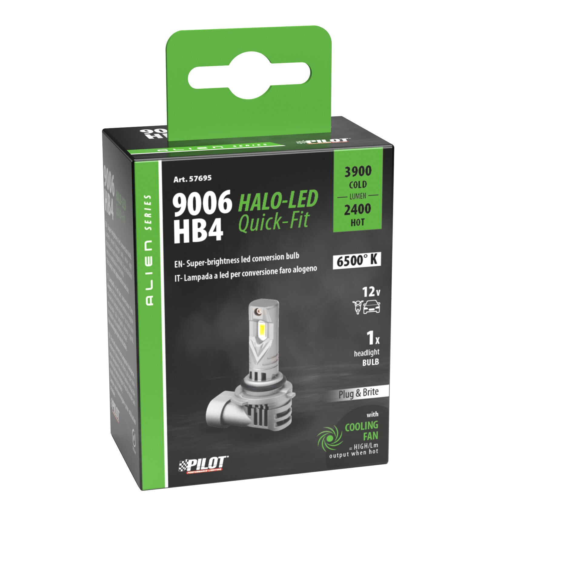12V Halo Led Alien Series Quick-Fit - (HB4 9006) - 35W - P22d - 1 pz - Scatola