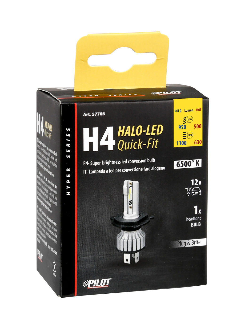 12V Halo Led Hyper Series Quick-Fit - (H4) - 15W - P43t - 1 pz - Scatola