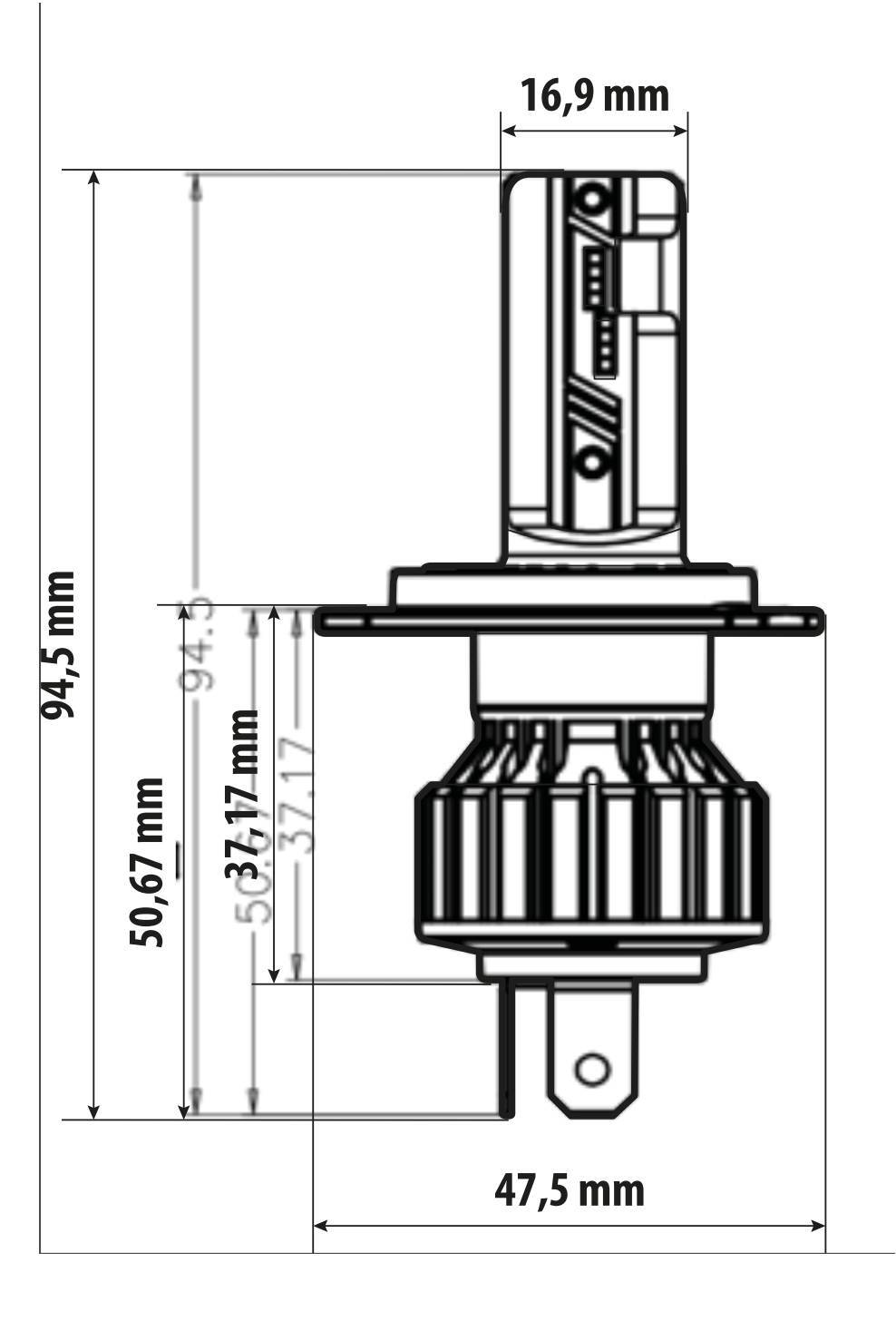 12V Halo Led Hyper Series Quick-Fit - (H4) - 15W - P43t - 1 pz - Scatola