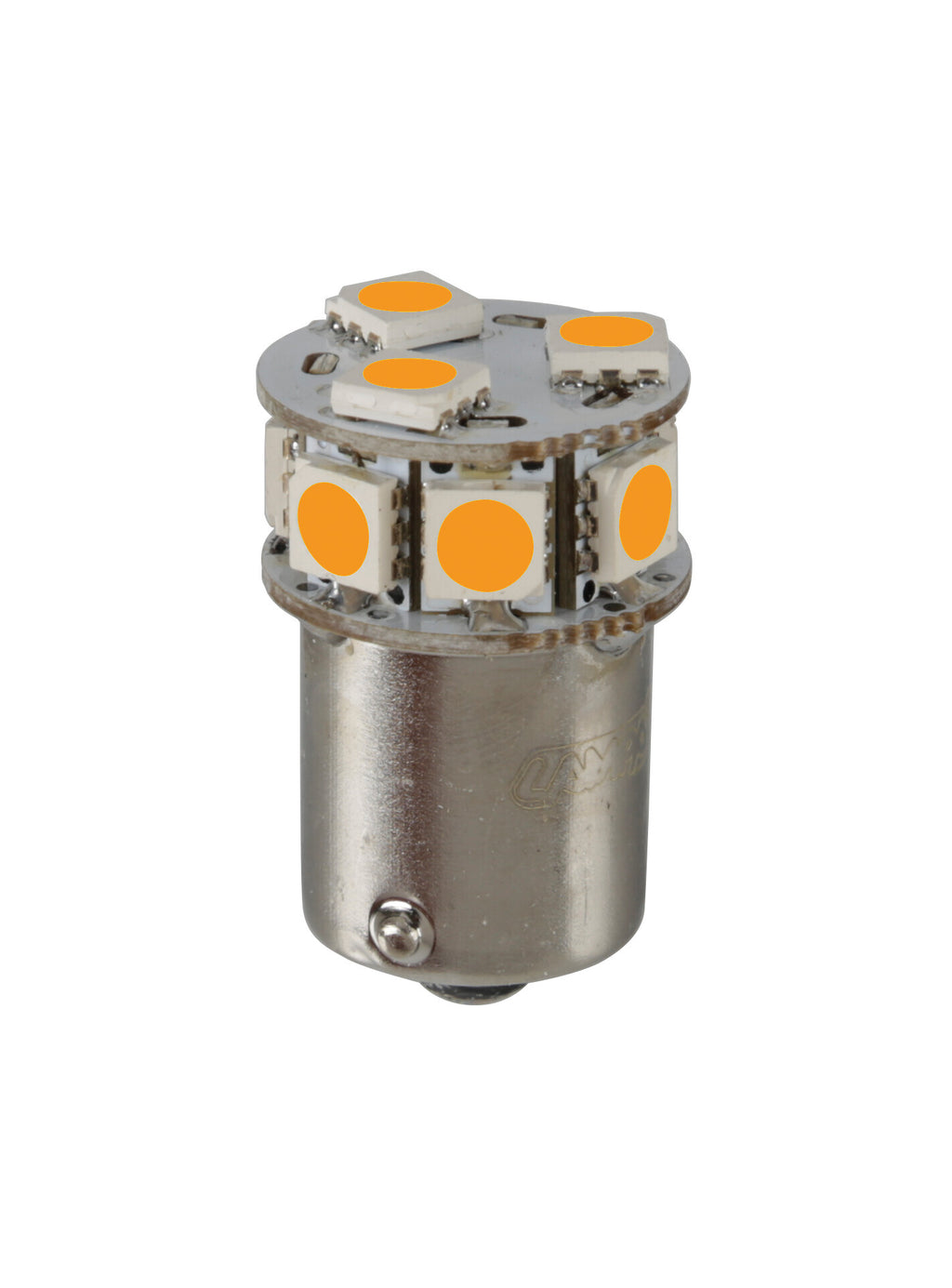 24V Led series - 10 SMD x 1 chip - (P21W) - BA15s - 20 pz - Busta - Arancio - Doppia polarità - Resistenza incorporata