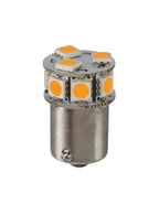 24V Led series - 10 SMD x 1 chip - (P21W) - BA15s - 20 pz - Busta - Arancio - Doppia polarità - Resistenza incorporata