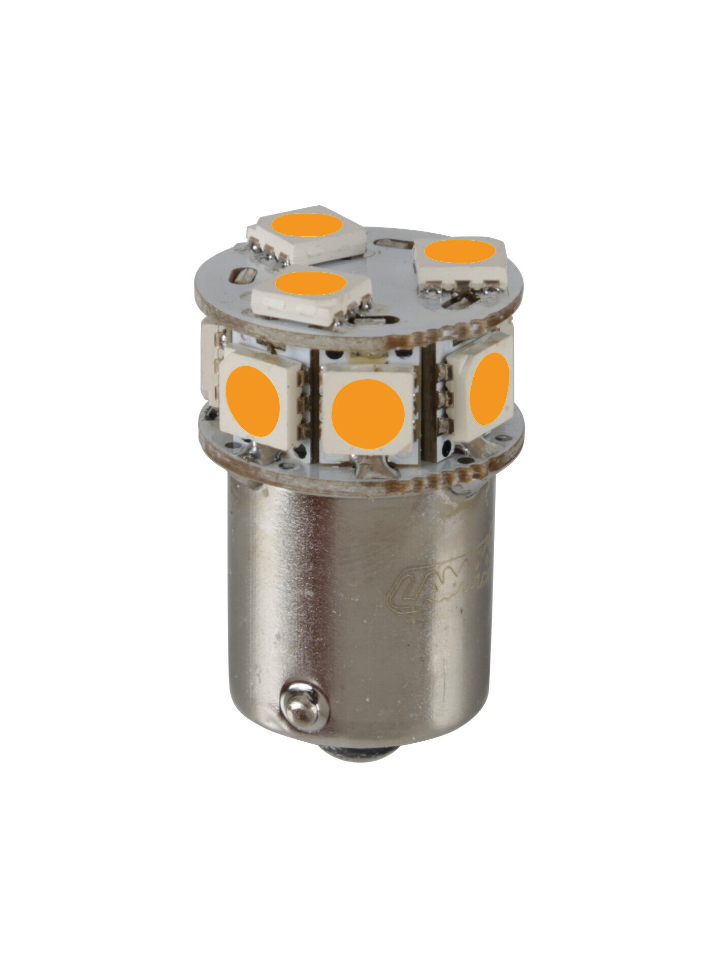 24V Led series - 10 SMD x 1 chip - (P21W) - BA15s - 20 pz - Busta - Arancio - Doppia polarità - Resistenza incorporata