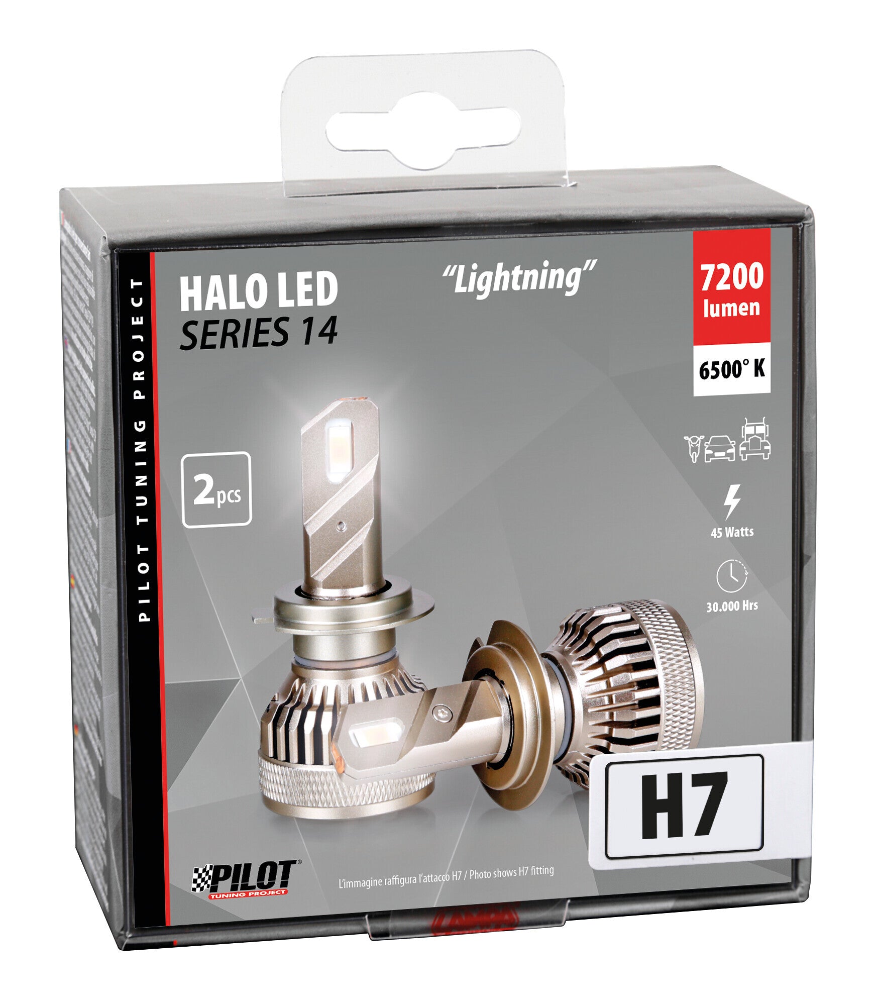 12/24V Halo Led Serie 14 Lightning - (H7) - 45W - PX26d - 2 pz - Scatola