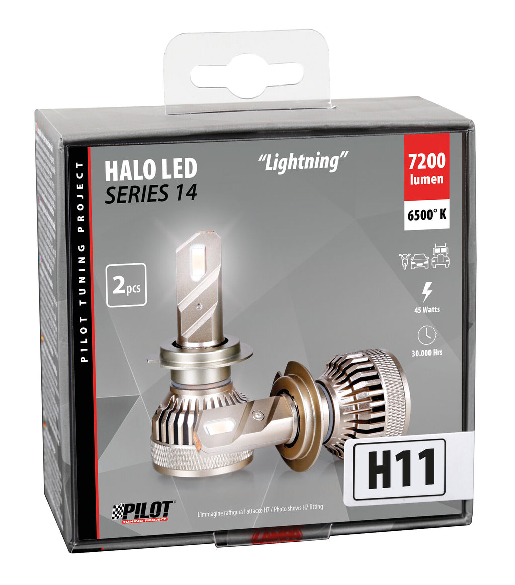 12/24V Halo Led Serie 14 Lightning - (H11) - 45W - PGJ19-2 - 2 pz - Scatola
