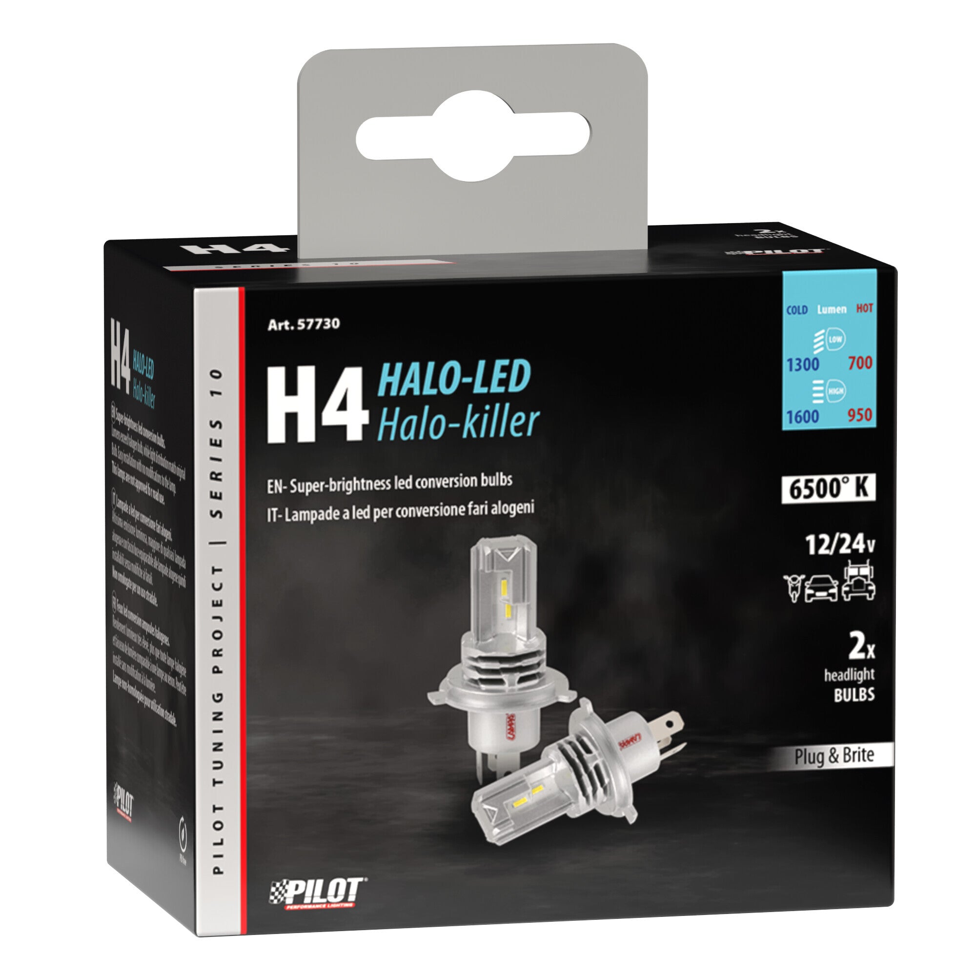 12/24V Halo Led Serie 10 Halo Killer - (H4) - 20W - P43t - 2 pz - Scatola