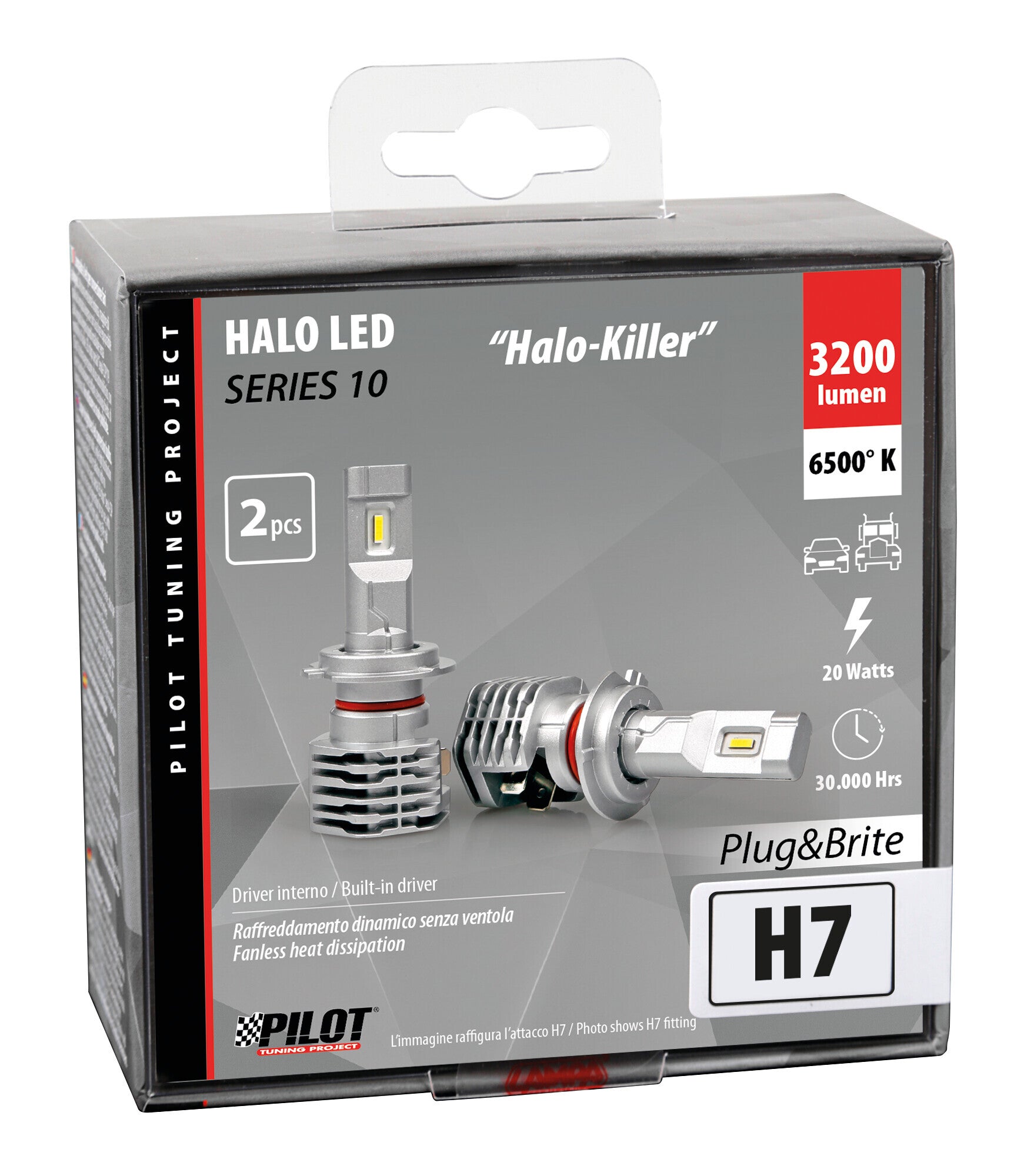12/24V Halo Led Serie 10 Halo Killer - (H7) - 20W - PX26d - 2 pz - Scatola