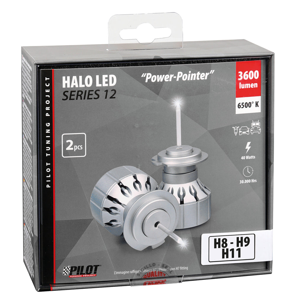 12/24V Halo Led Serie 12 Power-Pointer - (H8-H9-H11) - 40W - PGJ19-X - 2 pz - Scatola