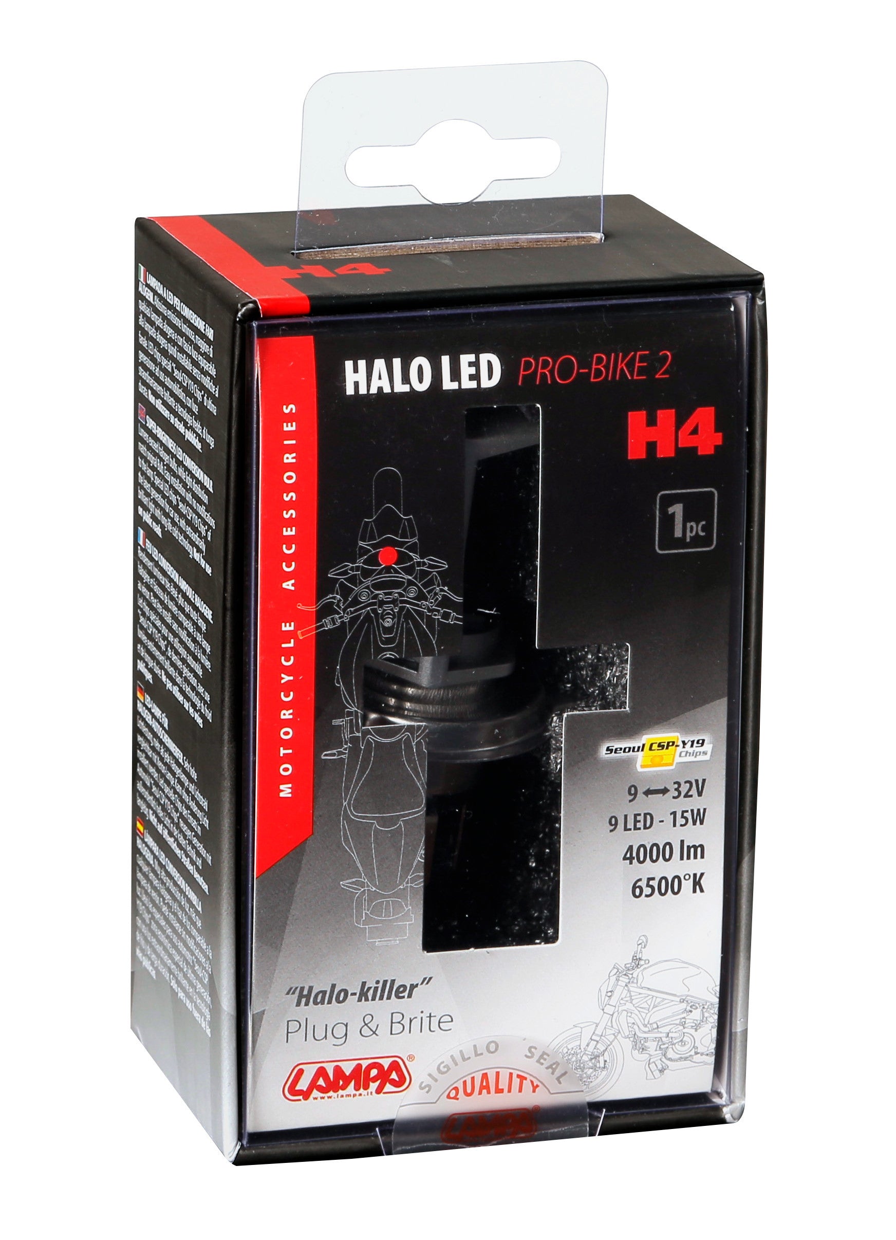 12/24V Halo Led Pro-Bike 2 - (H4) - 15W - P43t - 1 pz - Scatola