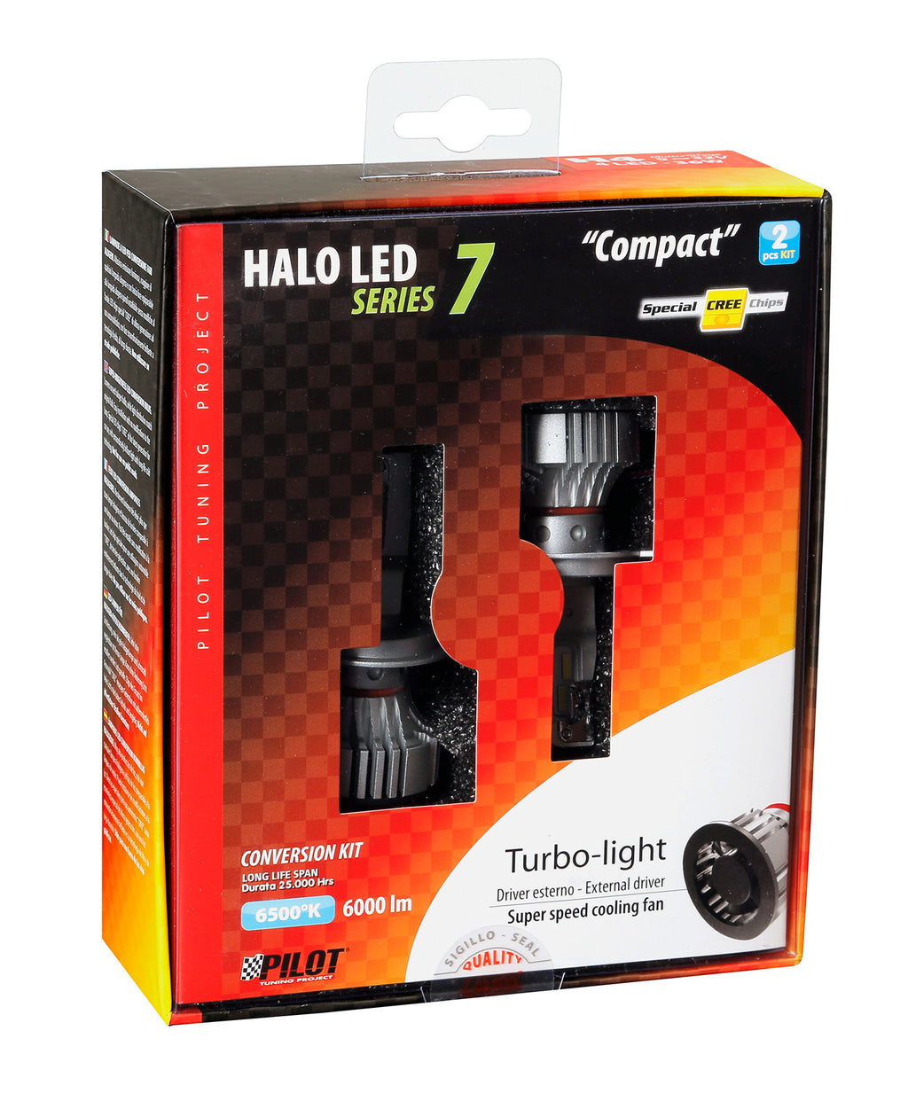 12/24V Halo Led Serie 7 Compact - (H4) - 36W - P43t - 2 pz - Scatola