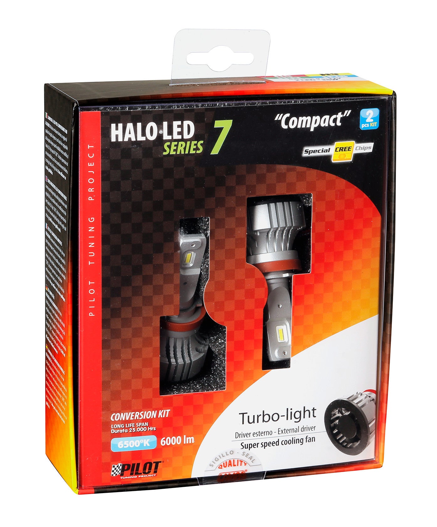 12/24V Halo Led Serie 7 Compact - (H8-H9-H11-H16) - 36W - PGJ19-X - 2 pz - Scatola