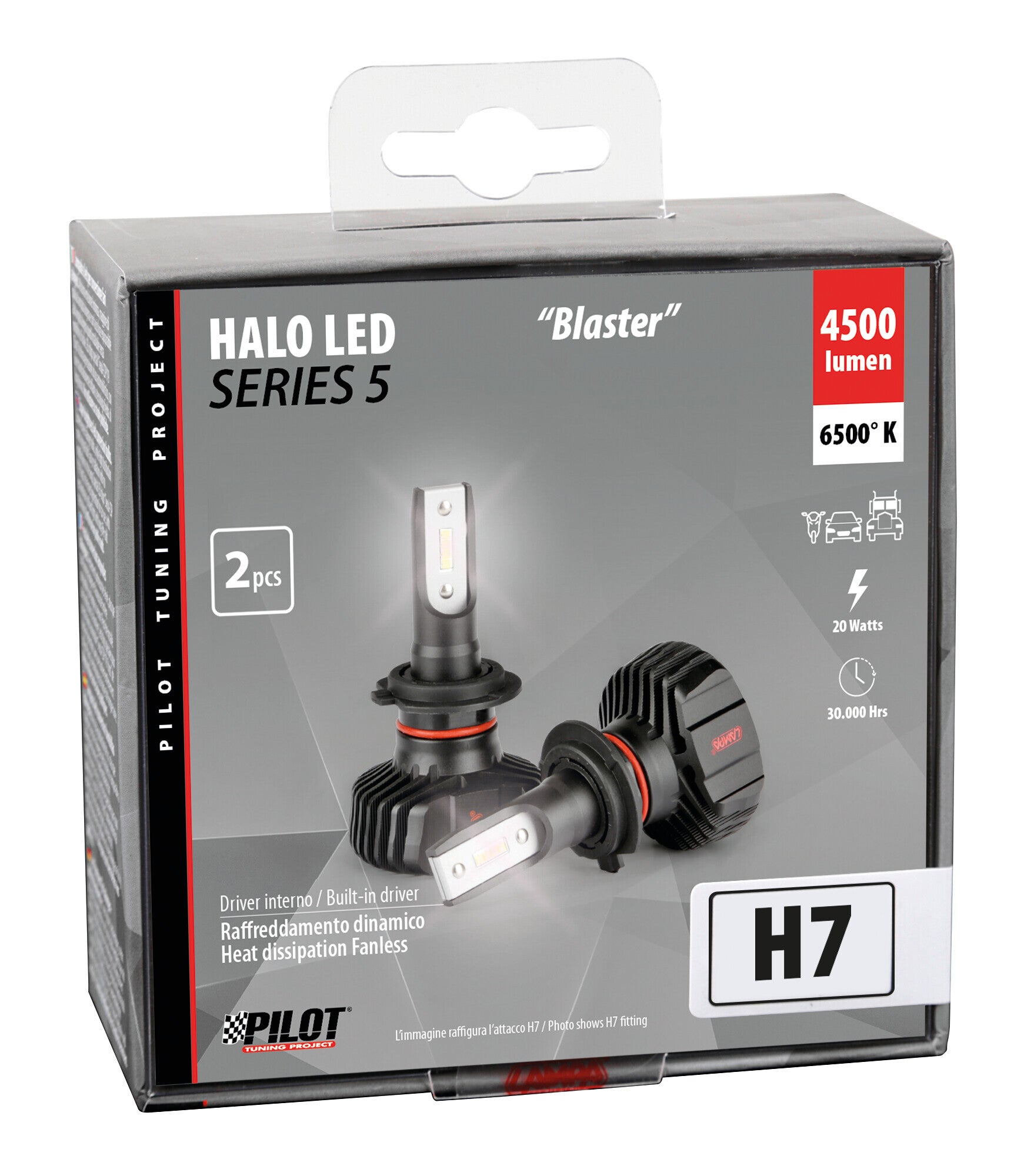 12/24V Halo Led Serie 5 Blaster - (H7) - 20W - PX26d - 2 pz - Scatola